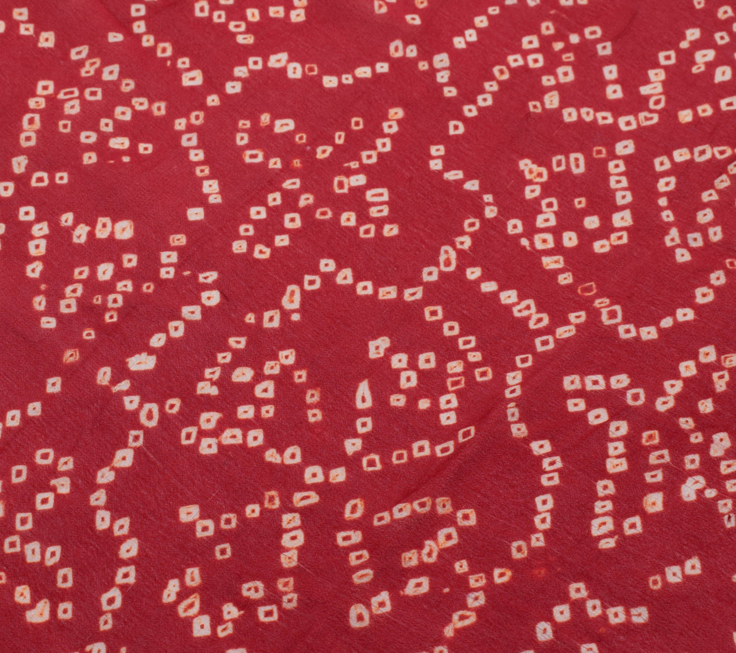 Sushila Vintage Red Sari Remnant Scrap Bandhani Printed Pure Georgette Fabric