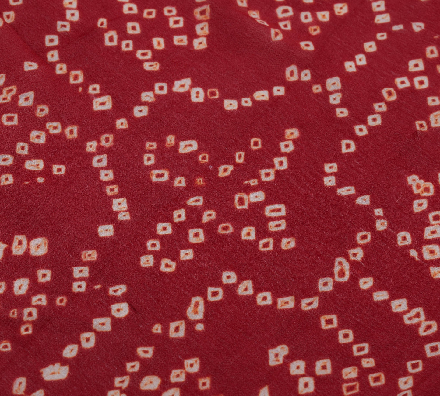 Sushila Vintage Red Sari Remnant Scrap Bandhani Printed Pure Georgette Fabric