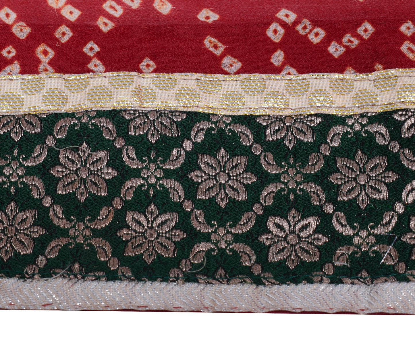 Sushila Vintage Red Sari Remnant Scrap Bandhani Printed Pure Georgette Fabric