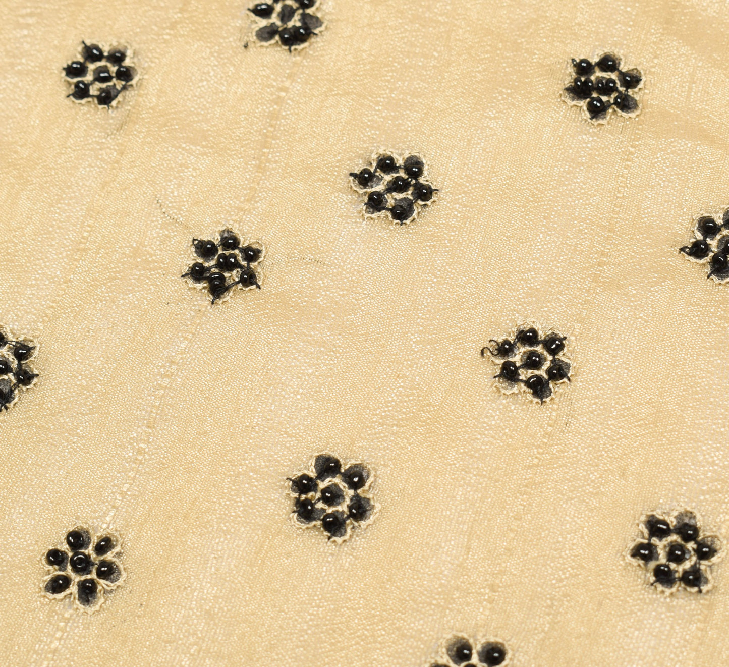 Sushila Vintage Brown Silk Sari Remnant Scrap Sequins Glass Beads Craft Fabric