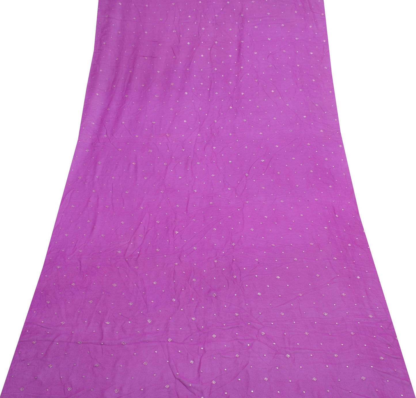 Sushila Vintage Purple Sari Remnant Scrap Pure Georgette Zari Work Craft Fabric