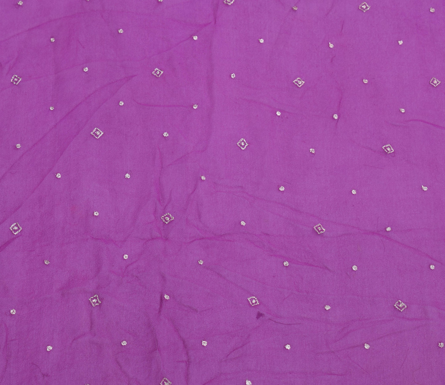 Sushila Vintage Purple Sari Remnant Scrap Pure Georgette Zari Work Craft Fabric