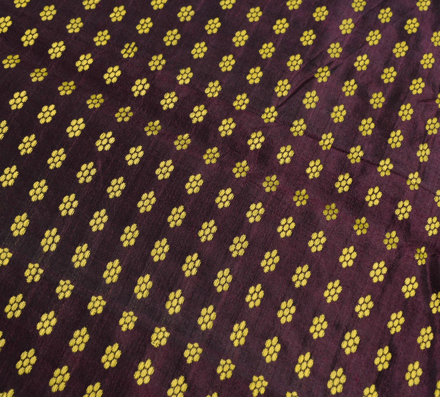 Sushila Vintage Dark Maroon Sari Remnant Scrap Pure Silk Woven Soft Craft Fabric