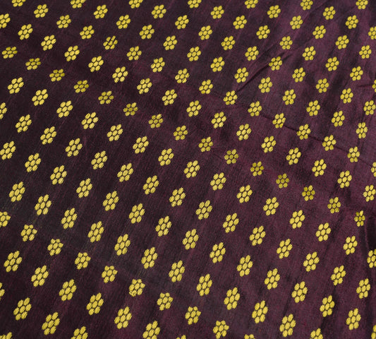 Sushila Vintage Dark Maroon Sari Remnant Scrap Pure Silk Woven Soft Craft Fabric