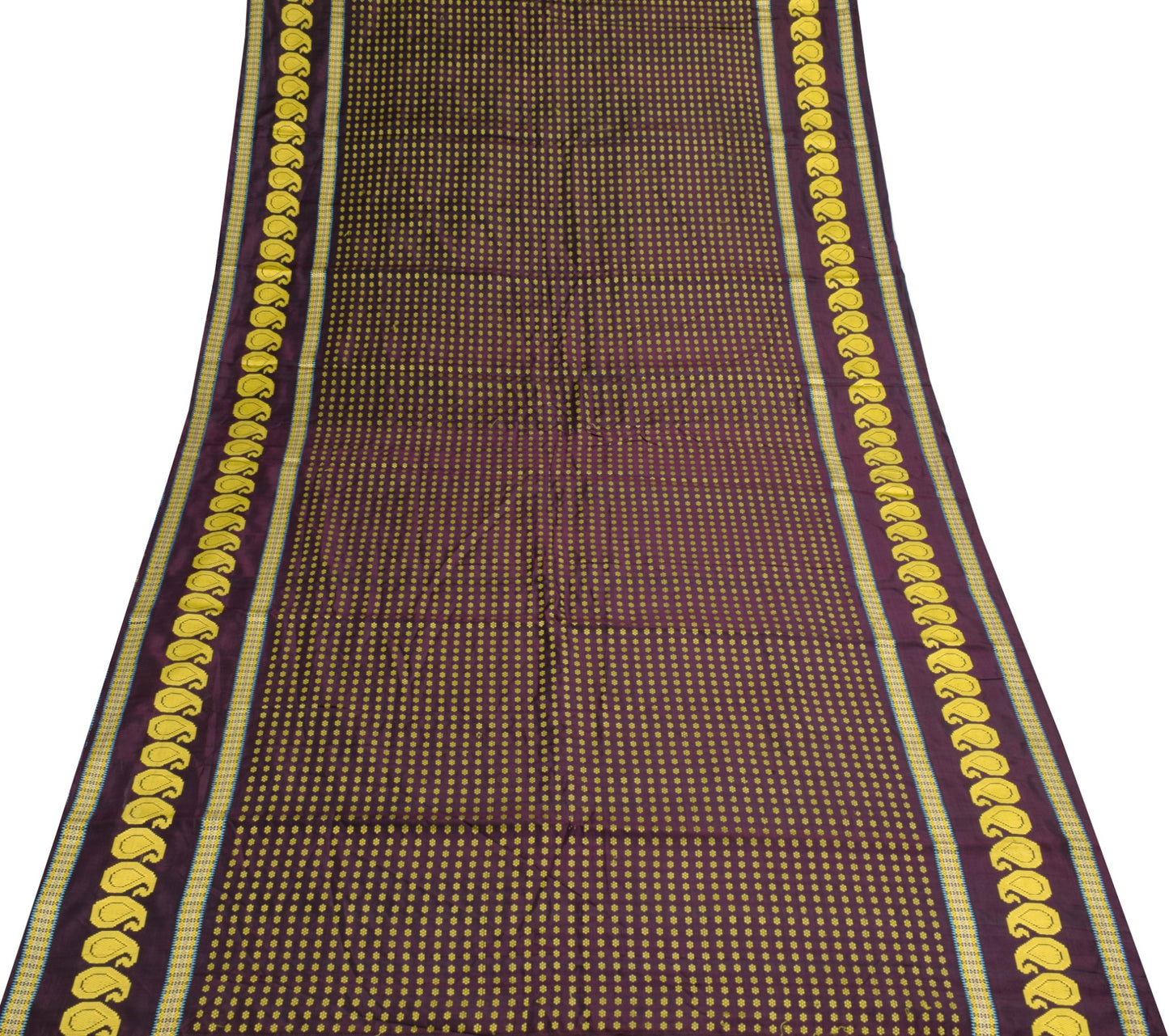 Sushila Vintage Dark Maroon Sari Remnant Scrap Pure Silk Woven Soft Craft Fabric