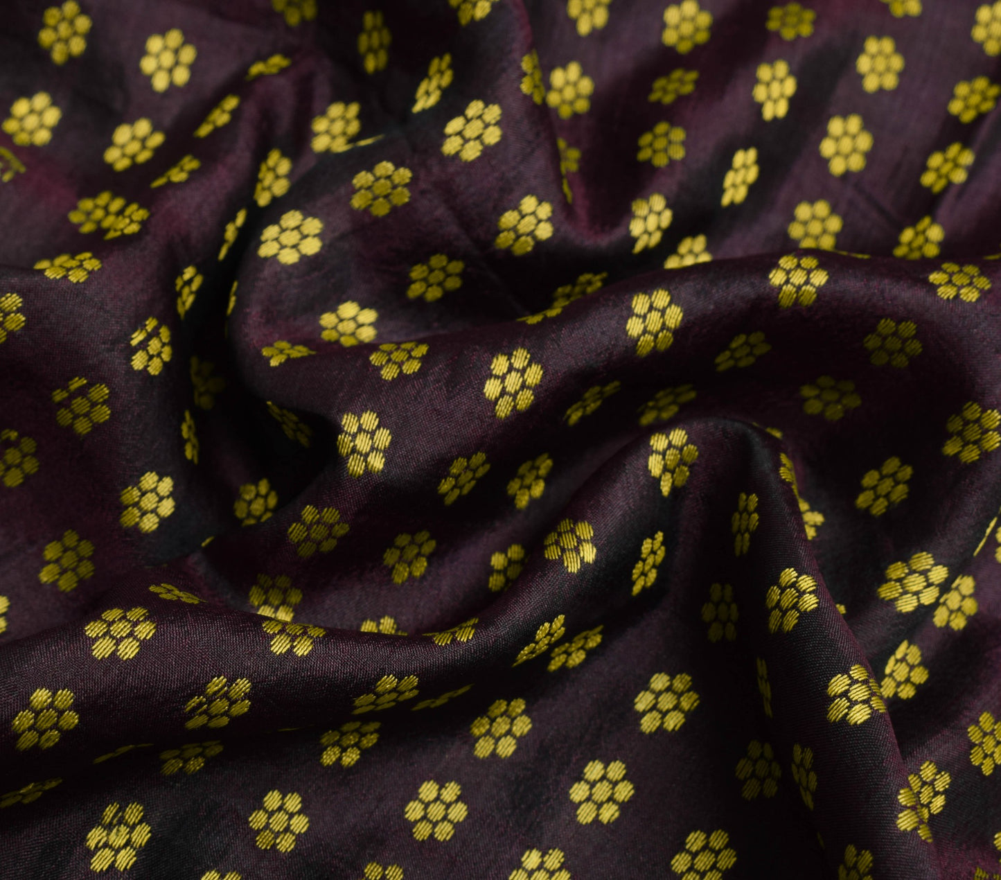 Sushila Vintage Dark Maroon Sari Remnant Scrap Pure Silk Woven Soft Craft Fabric