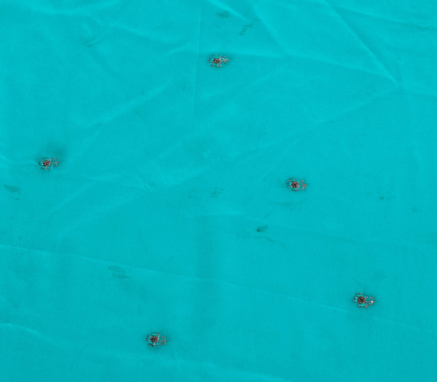 Sushila Vintage Blue Sari Remnant Scrap Multi Purpose Embroidered Craft Fabric
