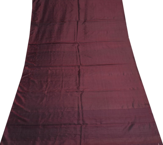 Sushila Vintage Dark Maroon Sari Remnant Scrap Pure Silk Plain Soft Craft Fabric