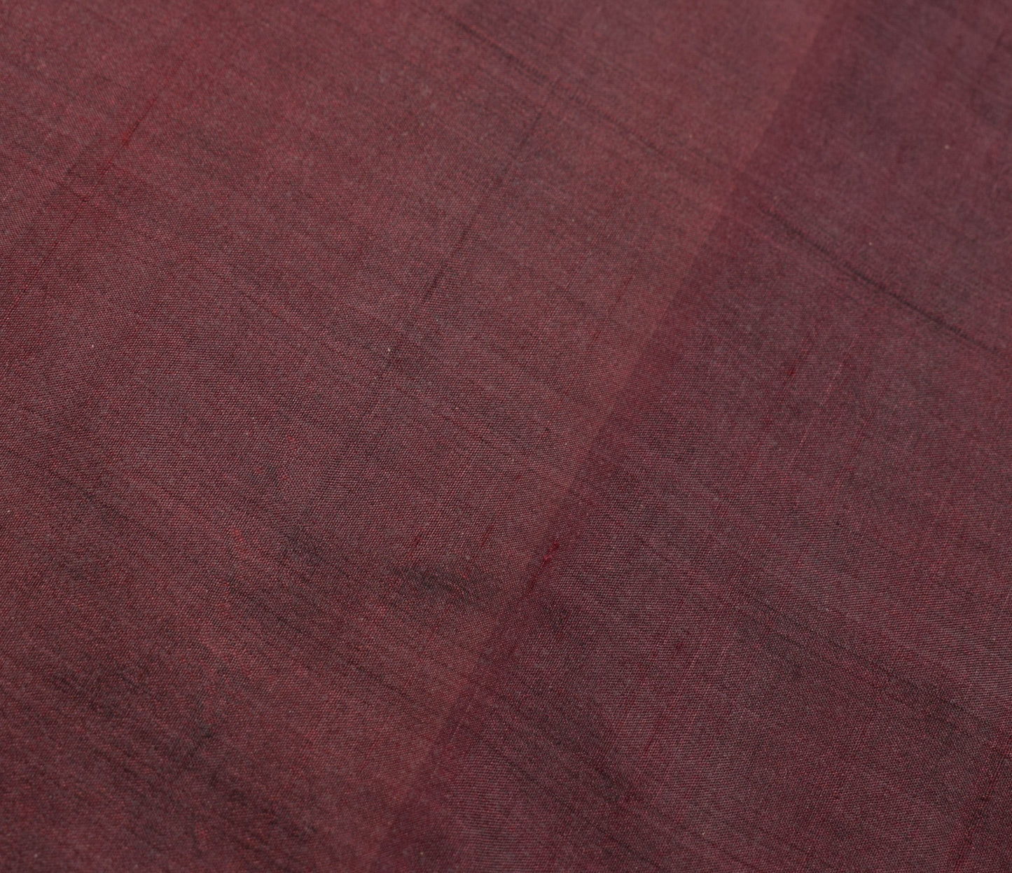 Sushila Vintage Dark Maroon Sari Remnant Scrap Pure Silk Plain Soft Craft Fabric