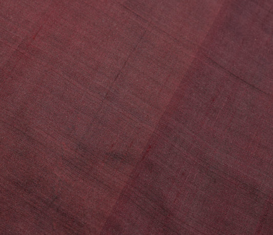 Sushila Vintage Dark Maroon Sari Remnant Scrap Pure Silk Plain Soft Craft Fabric