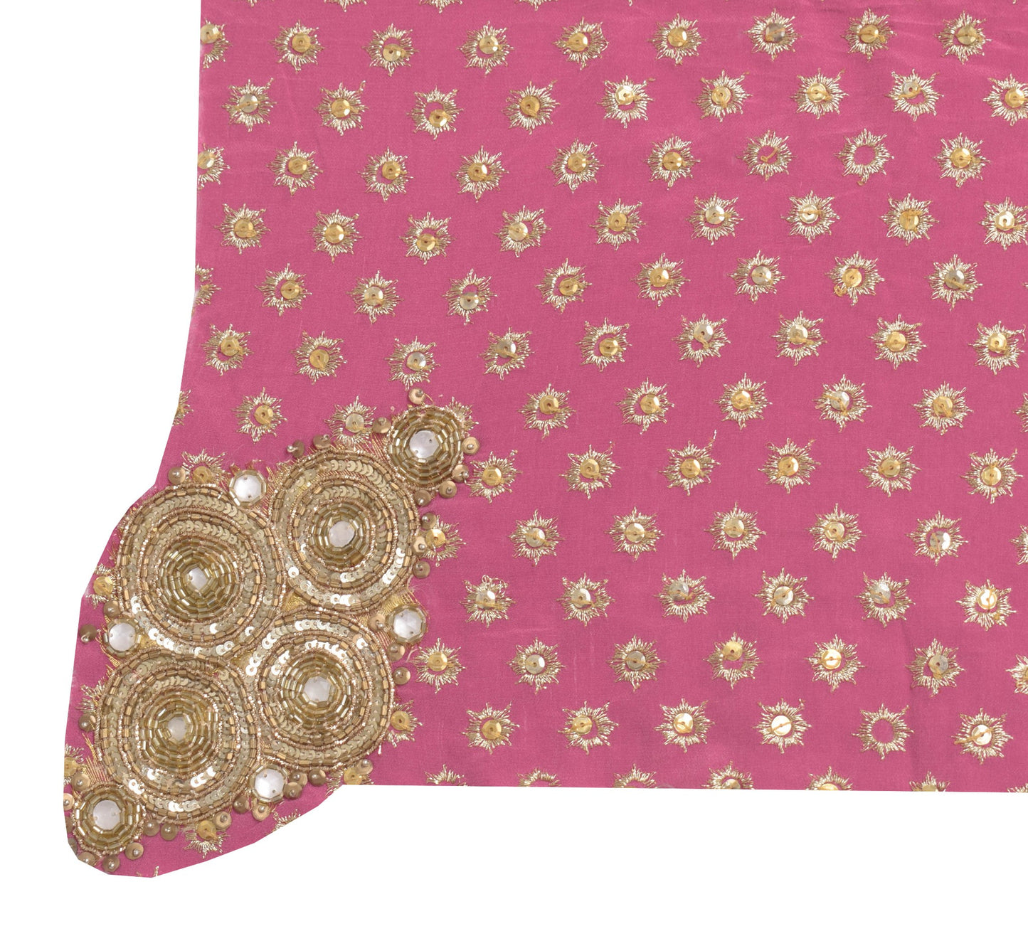 Sushila Vintage Soft Pink Sari Remnant Scrap Pure Crepe Zari Work Craft Fabric