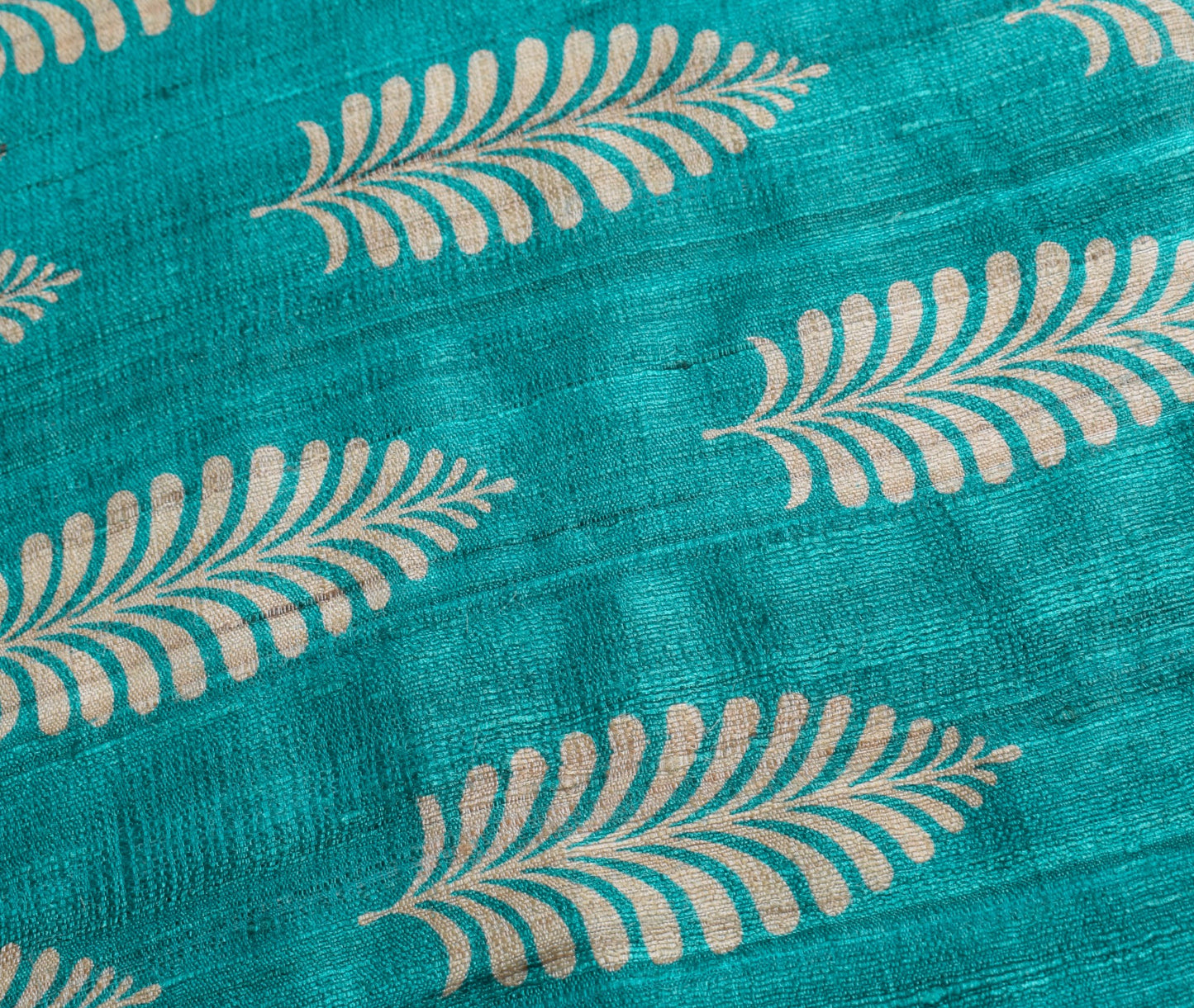 Sushila Vintage Teal Blue Sari Remnant Scrap 100% Pure Khadi Floral Craft Fabric