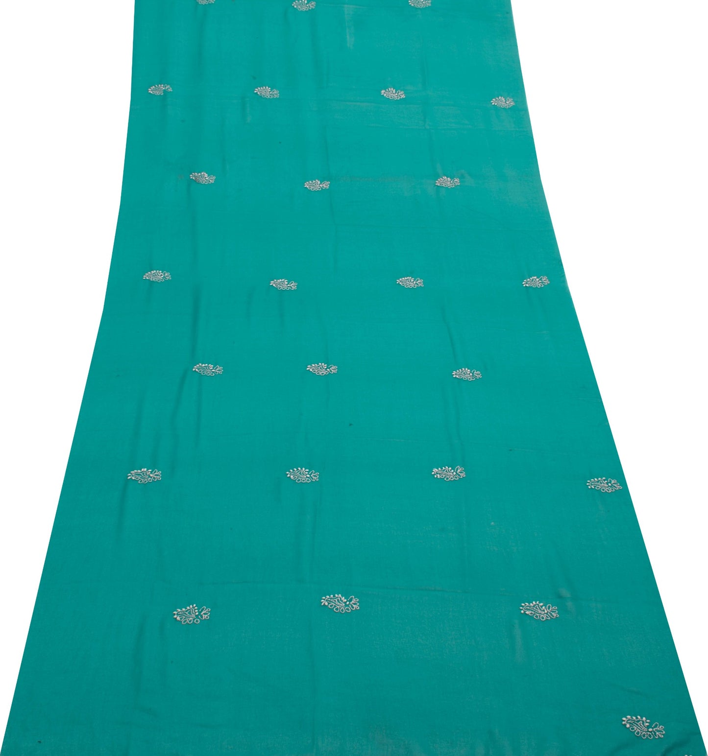 Sushila Vintage Chikankari Sari Remnant Scrap Art Georgette Floral Craft Fabric