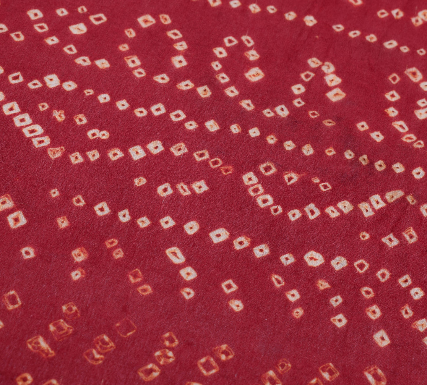 Sushila Vintage Maroon Bandhani Sari Remnant Scrap Pure Georgette Craft Fabric