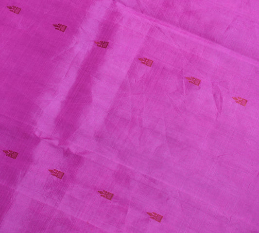 Sushila Vintage Fuchsia Pink Sari Remnant Scrap Pure Silk Woven Craft Fabric