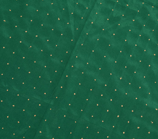 Sushila Vintage Green Sari Remnant Scrap Hand Embroidered Art Silk Craft Fabric