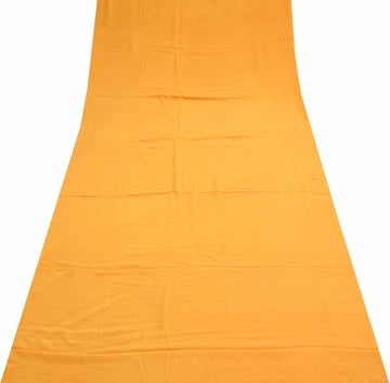 Sushila Vintage Mustard Sari Remnant Scrap Pure Crepe Multi Purpose Craft Fabric