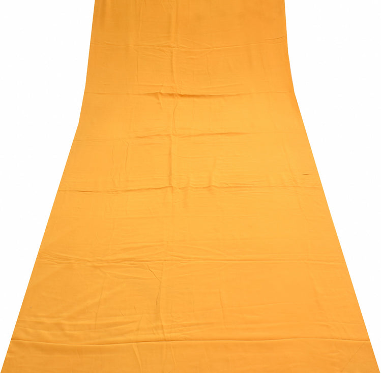 Sushila Vintage Mustard Sari Remnant Scrap Pure Crepe Multi Purpose Craft Fabric