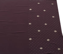 Sushila Vintage Grape Sari Remnant Scrap Embroidered Art Crepe Soft Craft Fabric