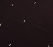 Sushila Vintage Dark Brown Sari Remnant Scrap Embroidered Art Silk Craft Fabric