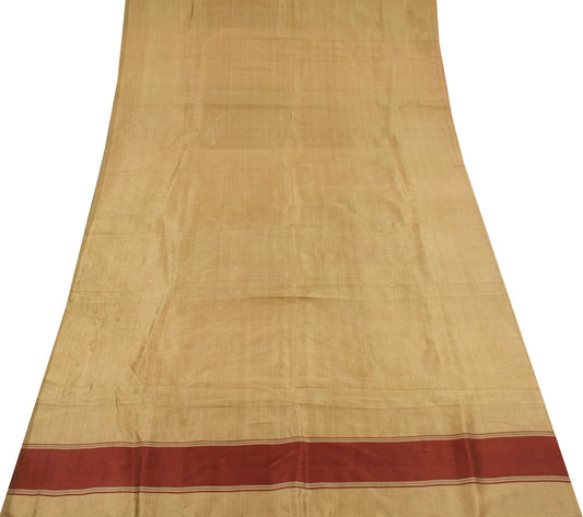 Sushila Vintage Brown Sari Remnant Scrap Multi Purpose Pure Silk Craft Fabric