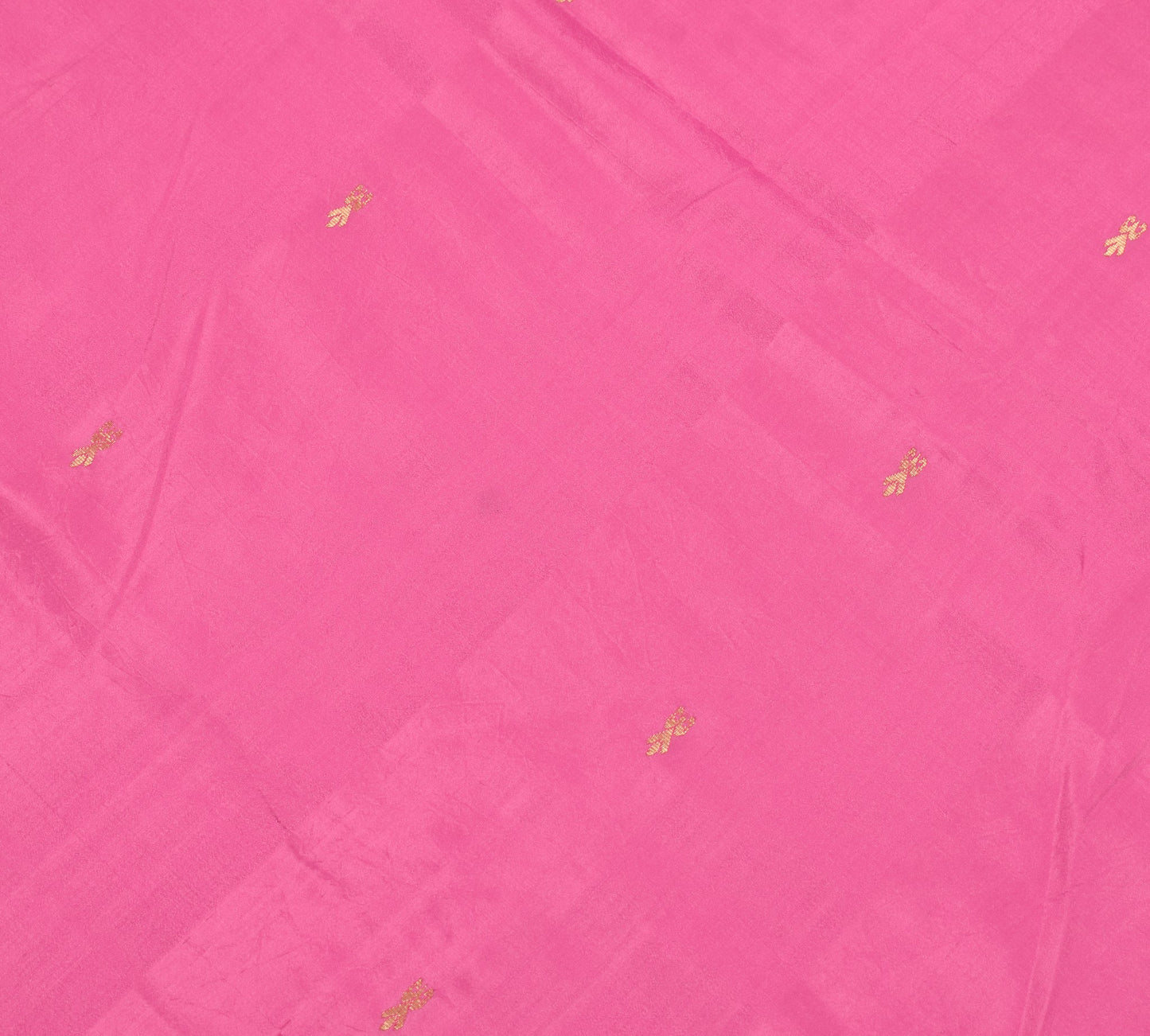 Sushila Vintage Pink Indian Sari Remnant Scrap Zari Woven Pure Silk Craft Fabric