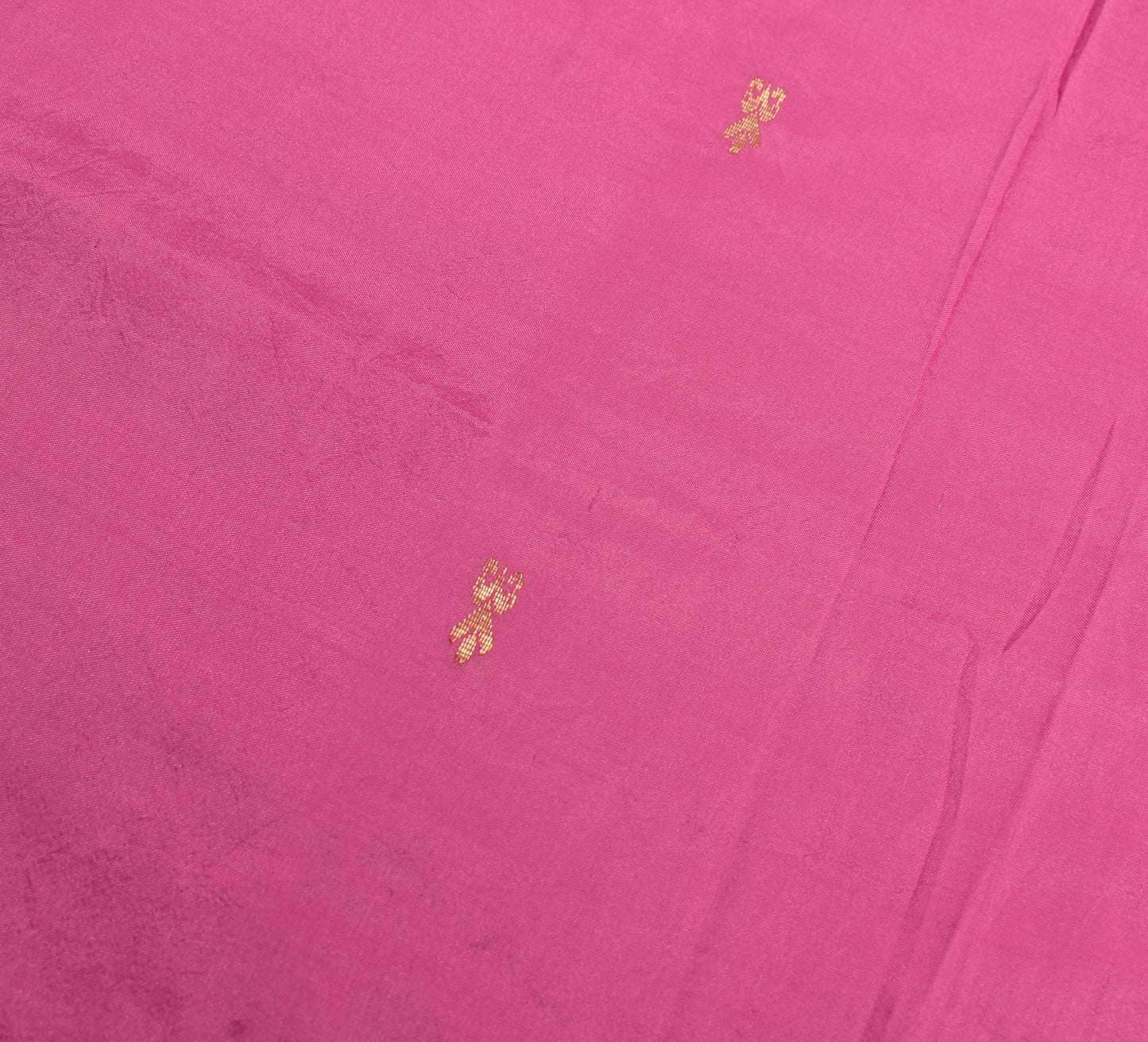 Sushila Vintage Pink Indian Sari Remnant Scrap Zari Woven Pure Silk Craft Fabric