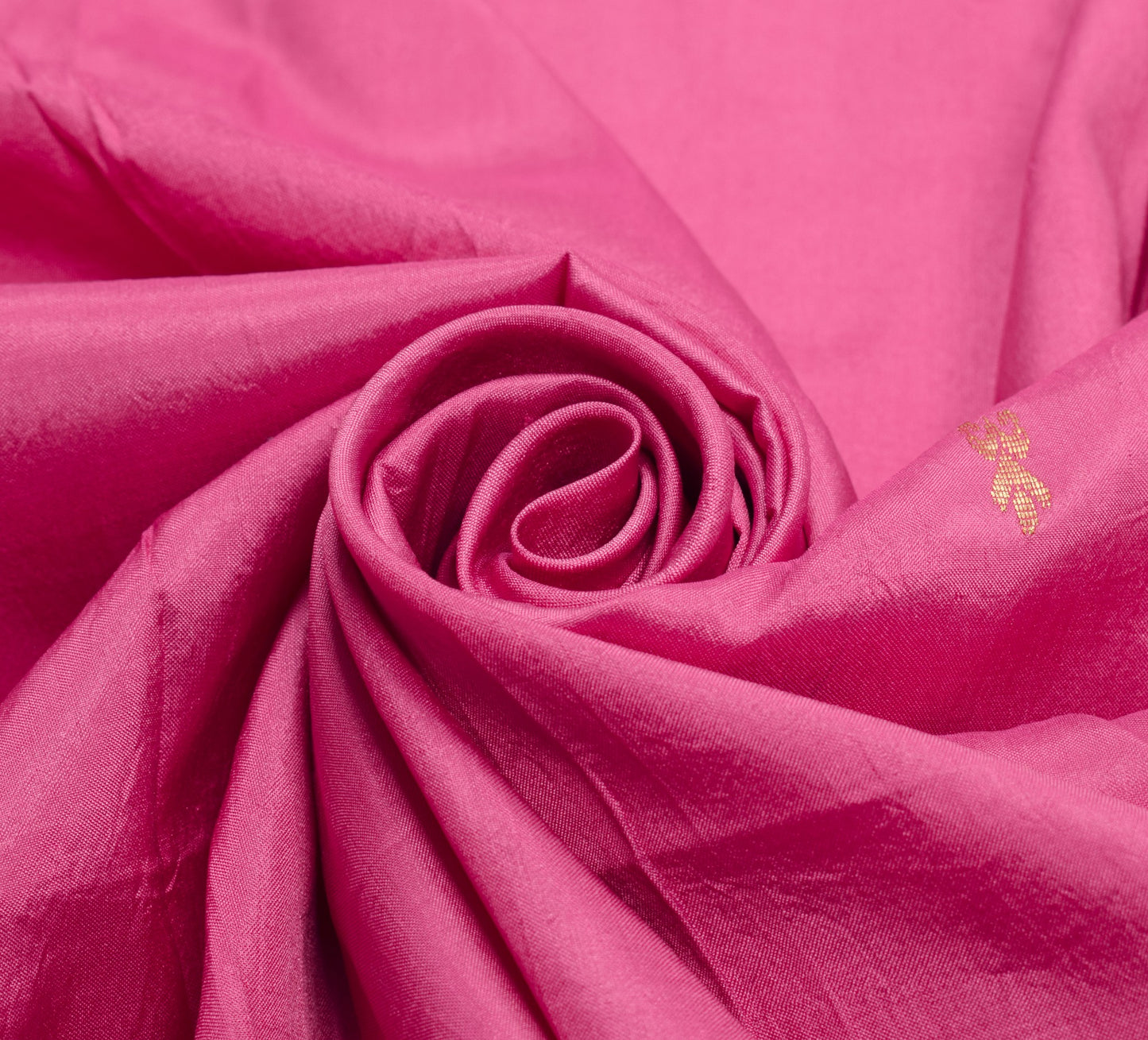 Sushila Vintage Pink Indian Sari Remnant Scrap Zari Woven Pure Silk Craft Fabric