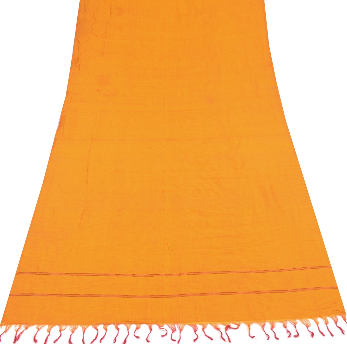 Sushila Vintage Orange Sari Remnant Scrap Multi Purpose Pure Silk Craft Fabric