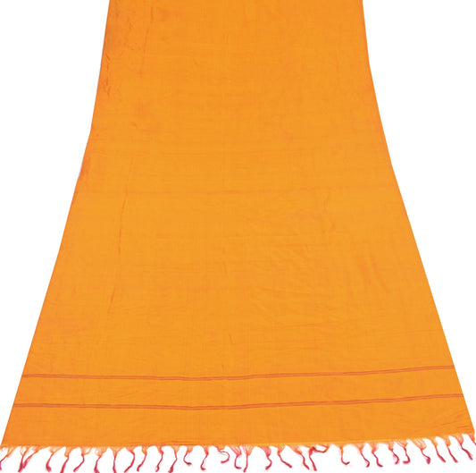 Sushila Vintage Orange Sari Remnant Scrap Multi Purpose Pure Silk Craft Fabric