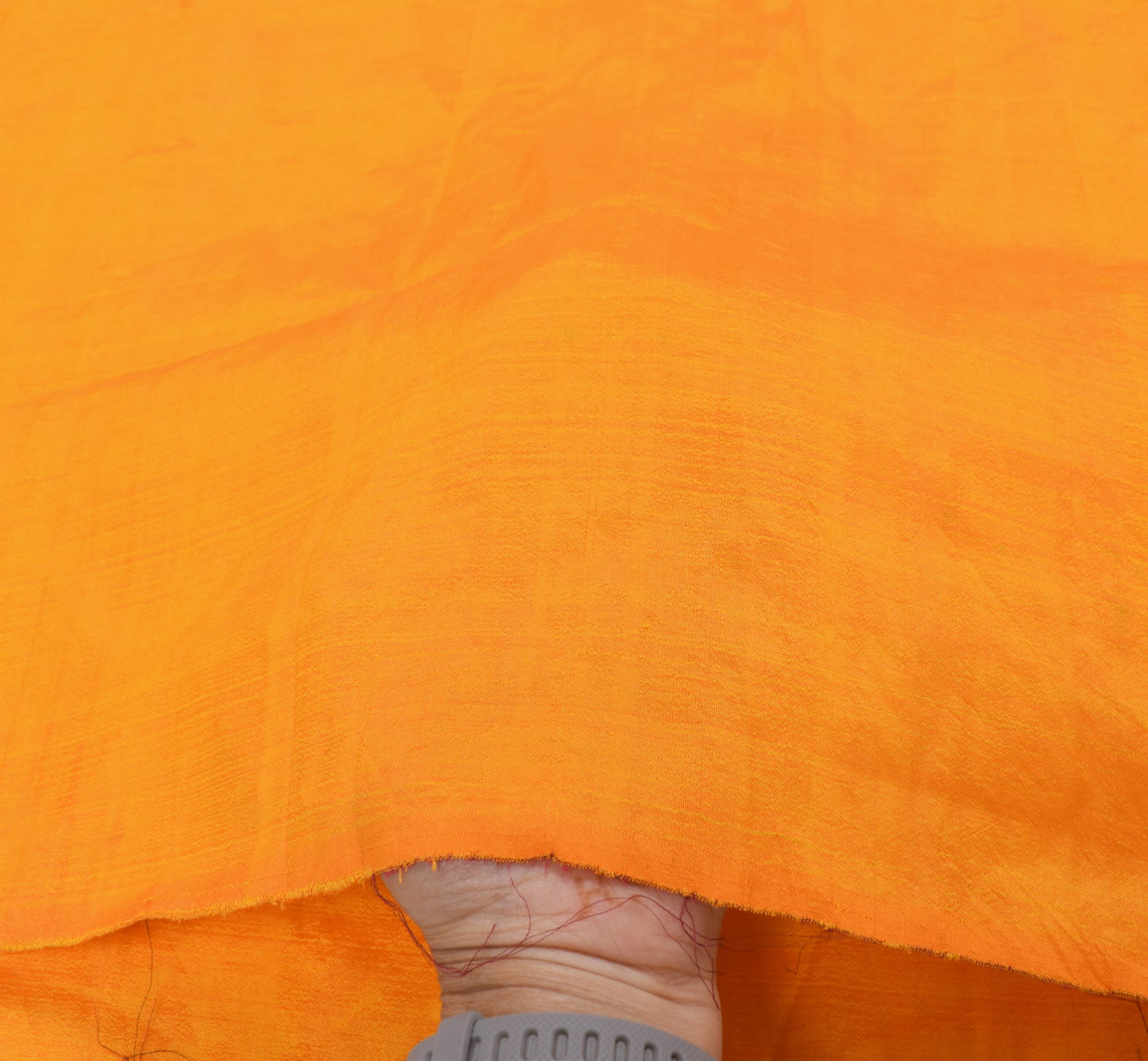 Sushila Vintage Orange Sari Remnant Scrap Multi Purpose Pure Silk Craft Fabric
