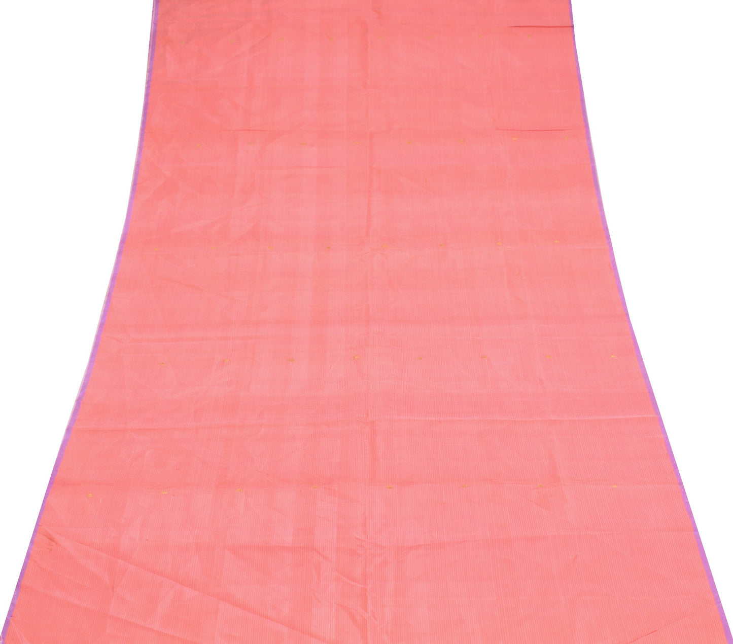 Sushila Vintage Stripes Woven Sari Remnant Scrap Peach  Pure Silk Craft Fabric