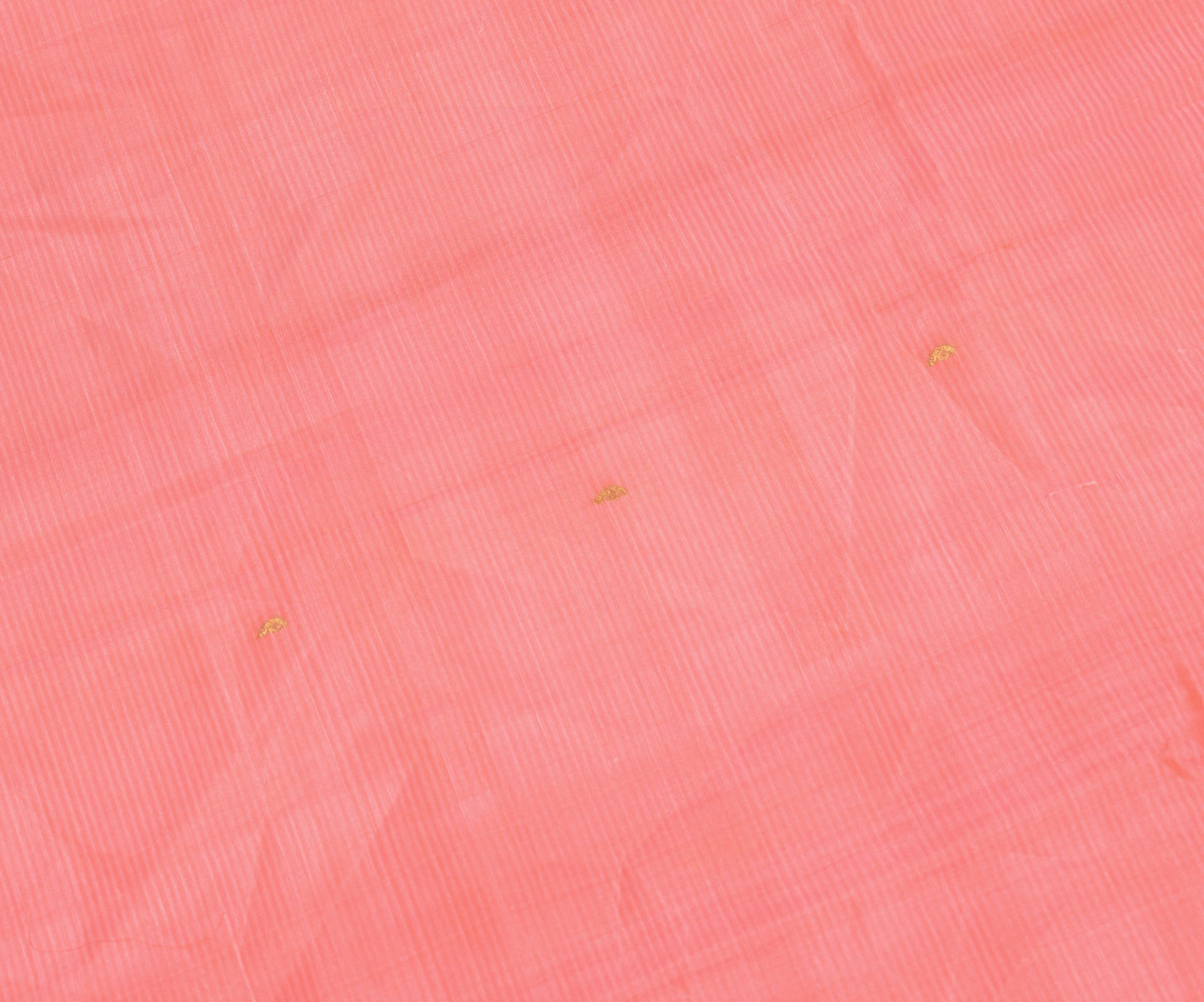 Sushila Vintage Stripes Woven Sari Remnant Scrap Peach  Pure Silk Craft Fabric
