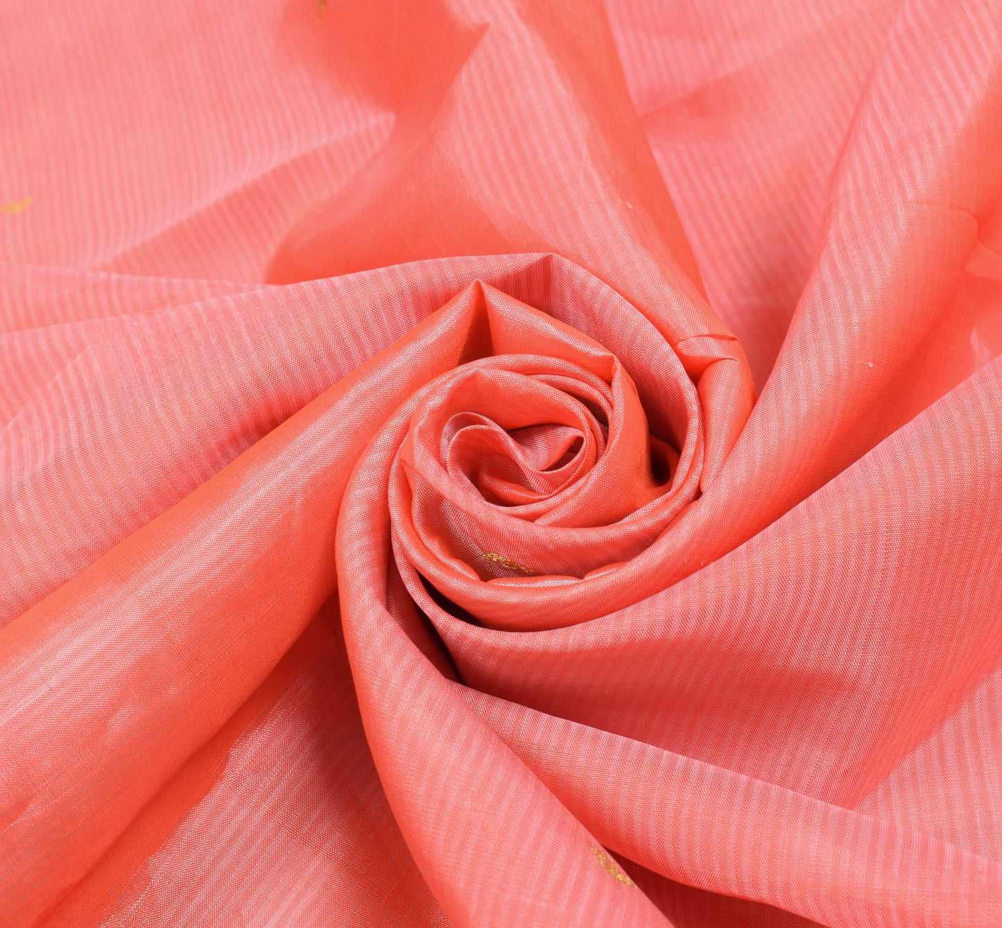 Sushila Vintage Stripes Woven Sari Remnant Scrap Peach  Pure Silk Craft Fabric