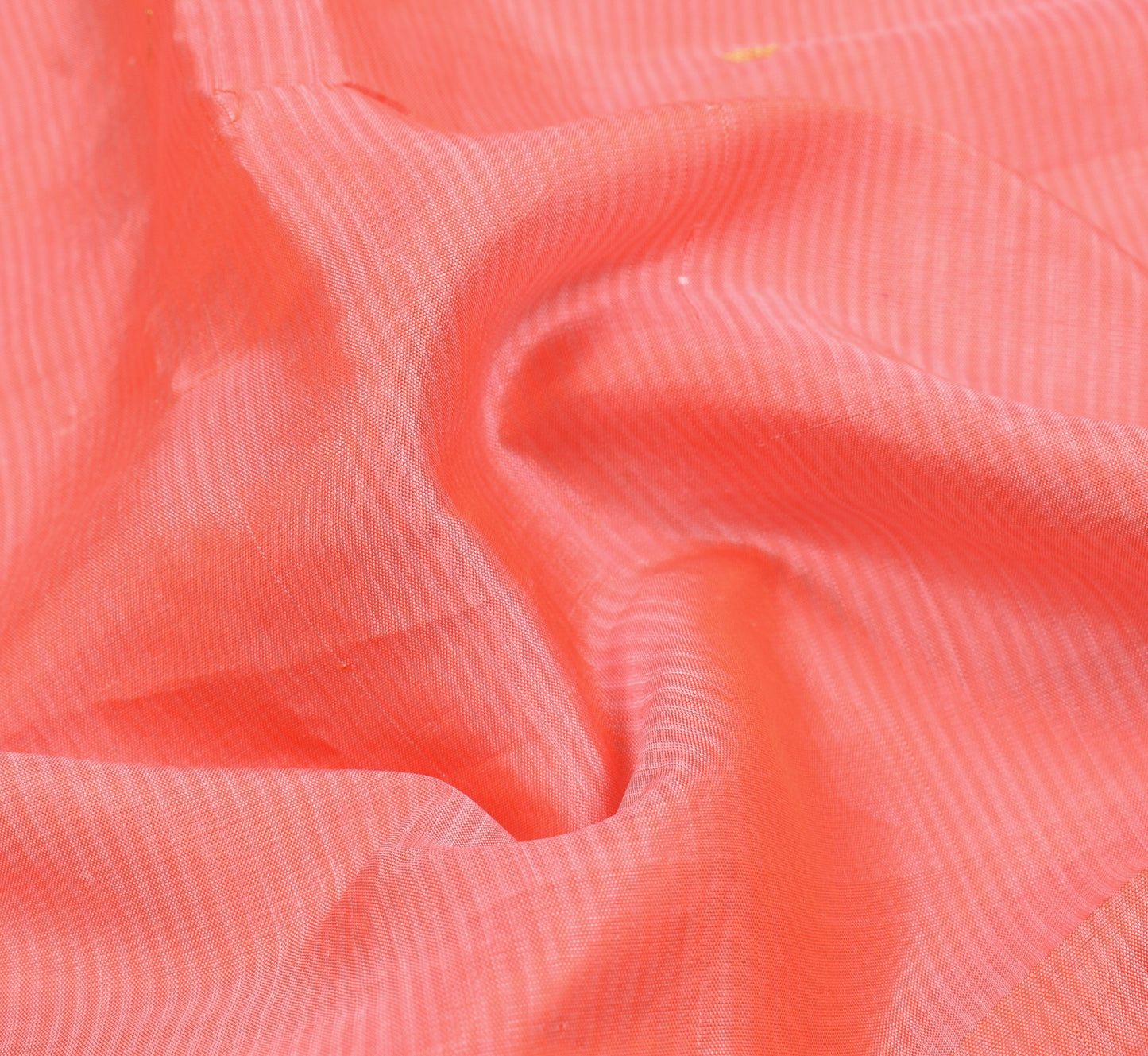 Sushila Vintage Stripes Woven Sari Remnant Scrap Peach  Pure Silk Craft Fabric