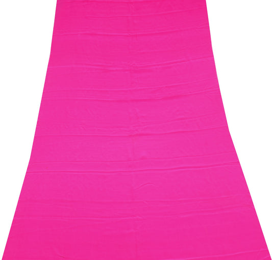 Sushila Vintage Pure Crepe Silk Sari Remnant Scrap Fuchsia Pink Craft Fabric