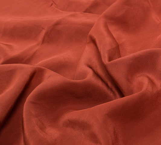 Sushila Vintage Sari Remnant Scrap Multi Purpose Pure Crepe Rust Craft Fabric