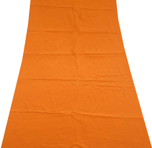 Sushila Vintage Orange Sari Remnant Scrap Multi Purpose Pure Crepe Craft Fabric