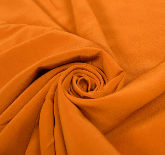 Sushila Vintage Orange Sari Remnant Scrap Multi Purpose Pure Crepe Craft Fabric