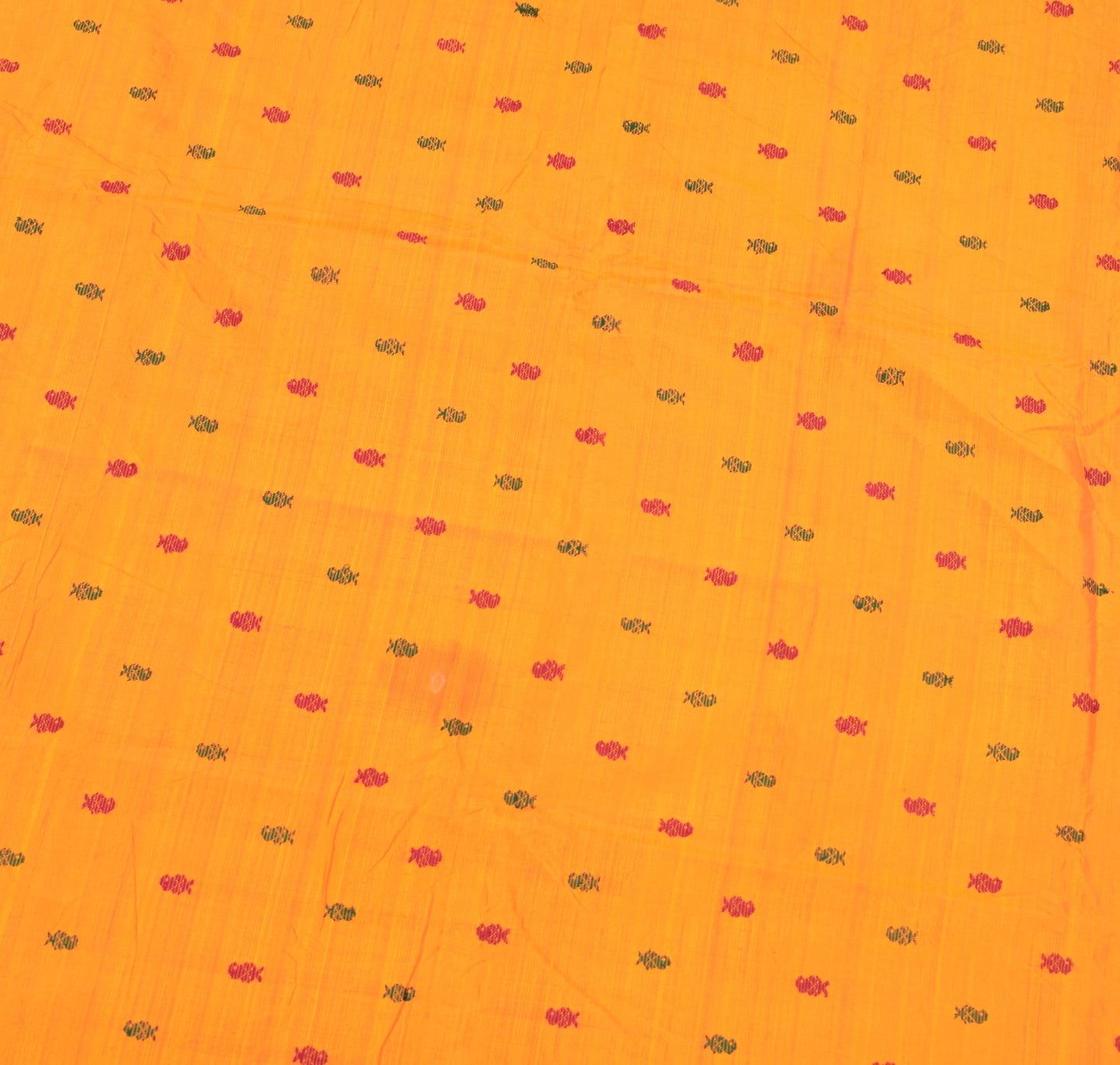 Sushila Vintage Yellow Sari Remnant Scrap Hand Woven Pure Silk Soft Craft Fabric