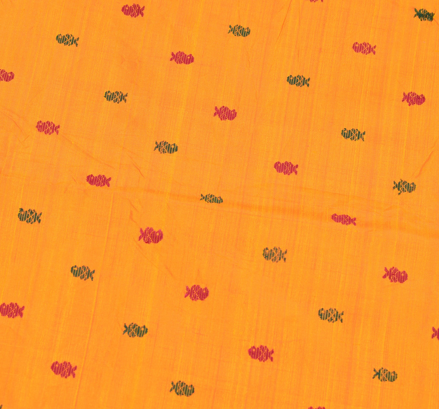 Sushila Vintage Yellow Sari Remnant Scrap Hand Woven Pure Silk Soft Craft Fabric