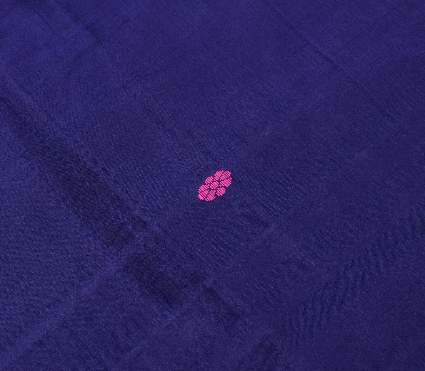 Sushila Vintage Blue Floral Sari Remnant Scrap Hand Woven Pure Silk Craft Fabric