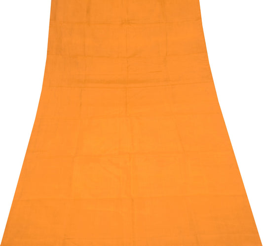 Sushila Vintage Mustard Sari Remnant Scrap Multi Purpose Pure Silk Craft Fabric