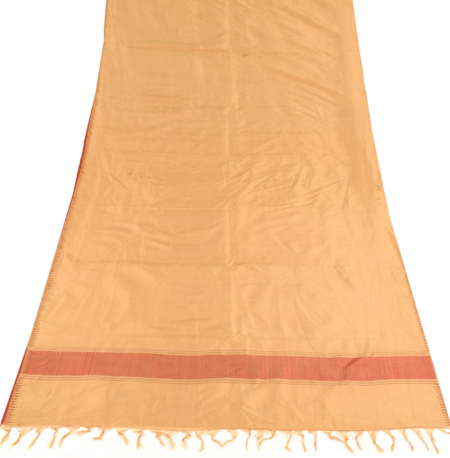 Sushila Vintage Light Golden Sari Remnant Scrap PureSilk Plain Soft Craft Fabric