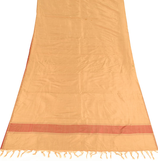 Sushila Vintage Light Golden Sari Remnant Scrap PureSilk Plain Soft Craft Fabric