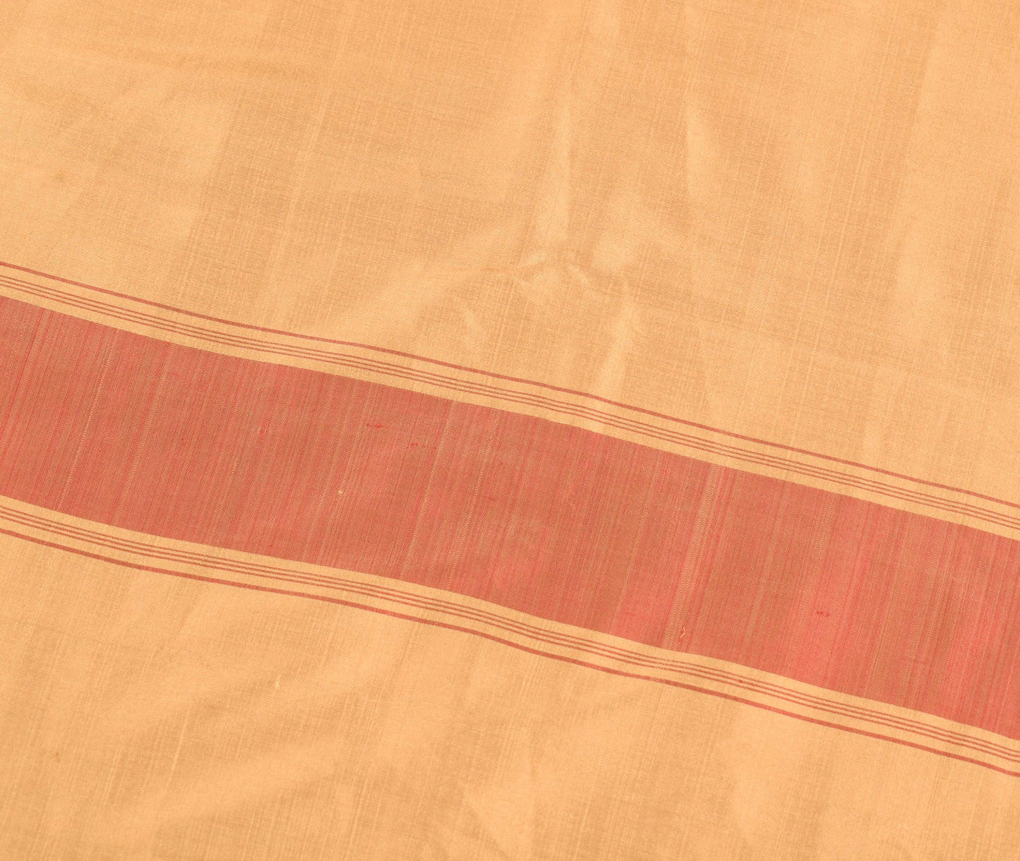 Sushila Vintage Light Golden Sari Remnant Scrap PureSilk Plain Soft Craft Fabric