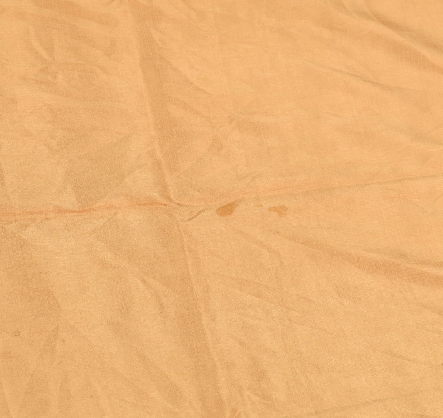 Sushila Vintage Light Golden Sari Remnant Scrap PureSilk Plain Soft Craft Fabric