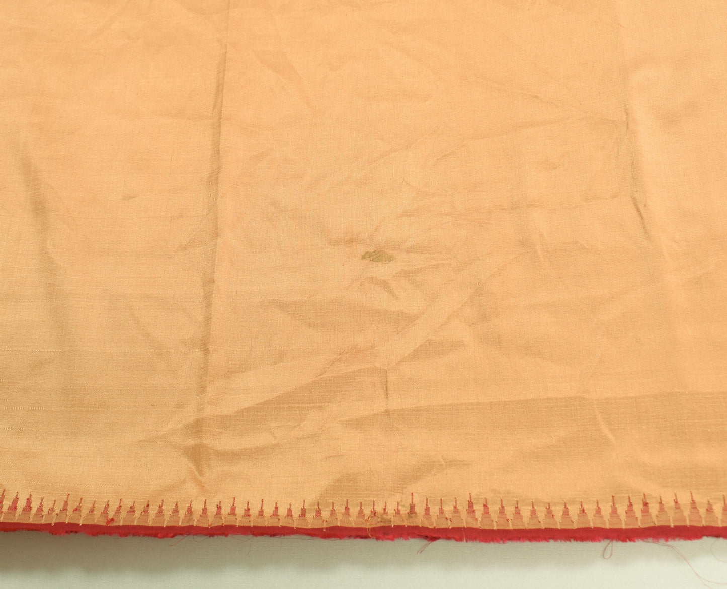 Sushila Vintage Light Golden Sari Remnant Scrap PureSilk Plain Soft Craft Fabric