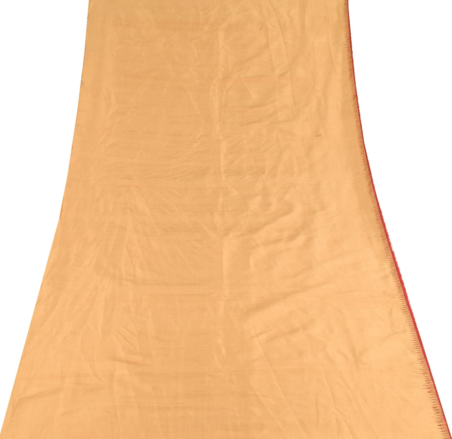 Sushila Vintage Light Golden Sari Remnant Scrap PureSilk Plain Soft Craft Fabric