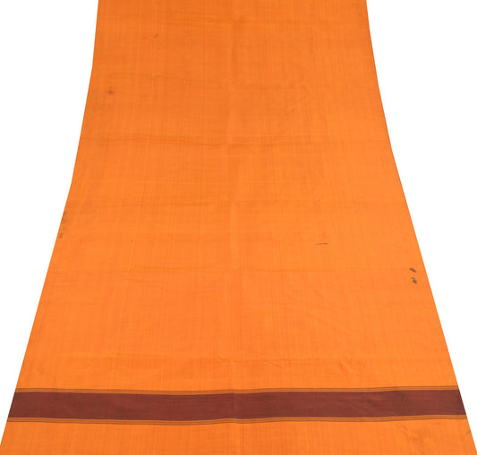 Sushila Vintage Orange Sari Remnant Scrap Multi Purpose Pure Silk Craft Fabric